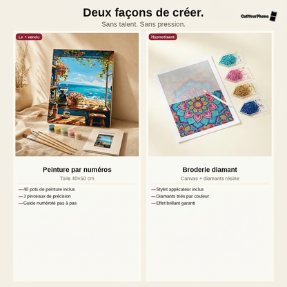 Peinture par numéros et broderie diamant inclus dans le Kit