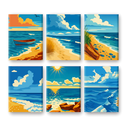 "Island Escape" – Paint by Numbers Set of 6 Mini Canvases - the 6 mini canvases