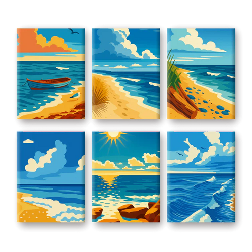 "Island Escape" – Paint by Numbers Set of 6 Mini Canvases - the 6 mini canvases