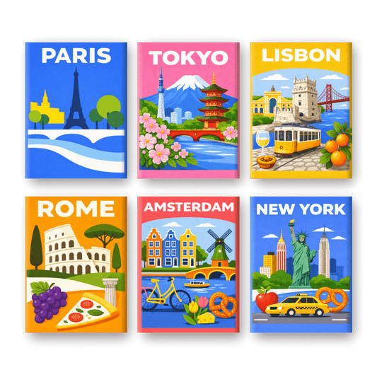 "Colourful Cities" – Paint by Numbers Set of 6 Mini Canvases - the 6 mini canvases