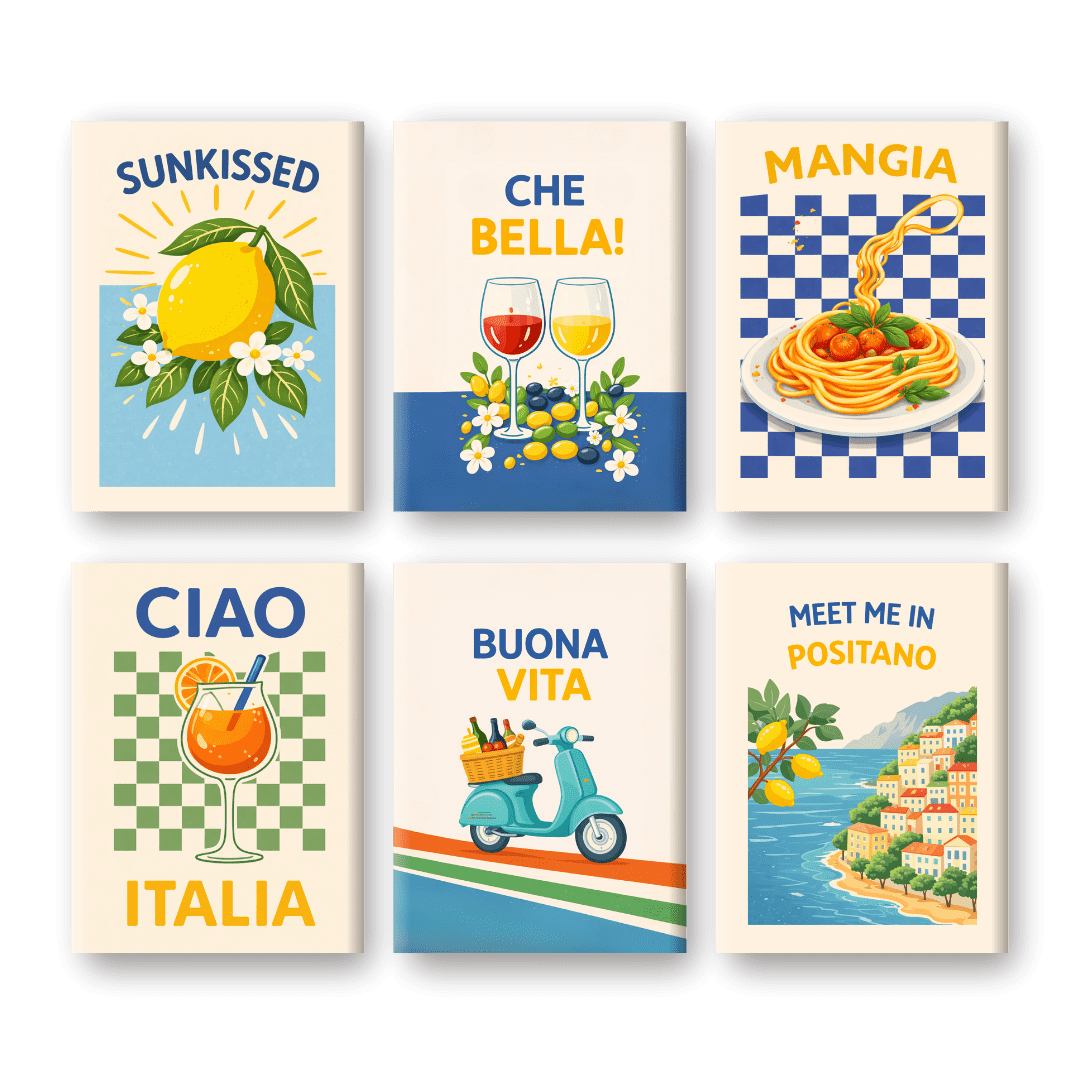 "Ciao Italia" – Paint by Numbers Set of 6 Mini Canvases - the 6 mini canvases