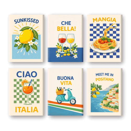 "Ciao Italia" – Paint by Numbers Set of 6 Mini Canvases - the 6 mini canvases