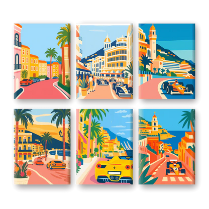 "Monte Carlo" – Paint by Numbers Set of 6 Mini Canvases - the 6 mini canvases