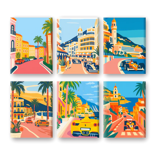 "Monte Carlo" – Paint by Numbers Set of 6 Mini Canvases - the 6 mini canvases