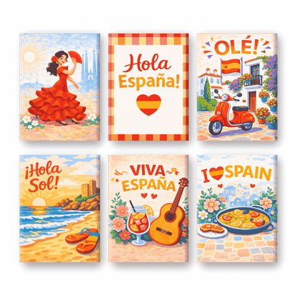 "Spanish Fiesta" – Paint by Numbers Set of 6 Mini Canvases - the 6 mini canvases