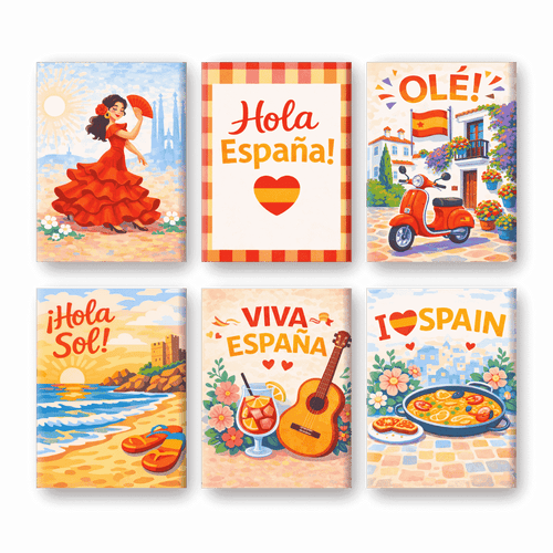 "Spanish Fiesta" – Paint by Numbers Set of 6 Mini Canvases - the 6 mini canvases