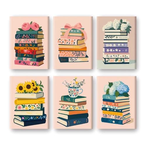 "Colourful Books" – Paint by Numbers Set of 6 Mini Canvases