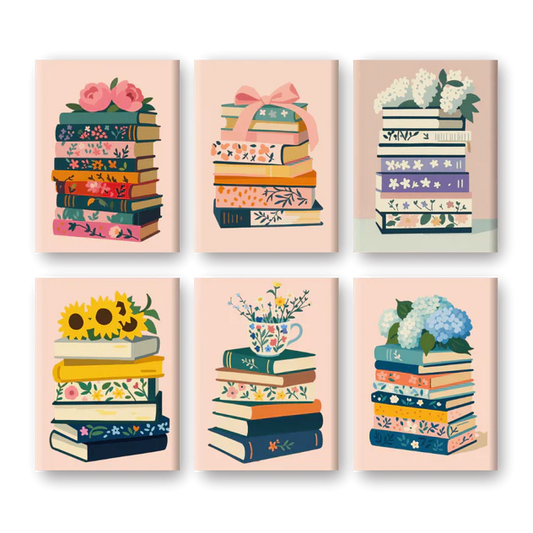 "Colourful Books" – Paint by Numbers Set of 6 Mini Canvases