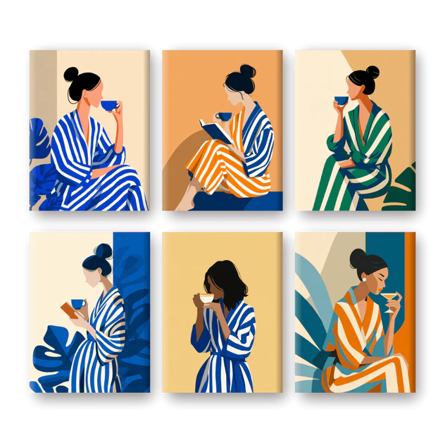 "Morning Muse" – Paint by Numbers Set of 6 Mini Canvases - the 6 mini canvases