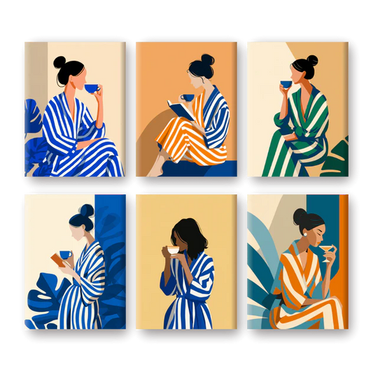 "Morning Muse" – Paint by Numbers Set of 6 Mini Canvases - the 6 mini canvases