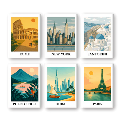 "World Trip" – Paint by Numbers Set of 6 Mini Canvases - the 6 mini canvases
