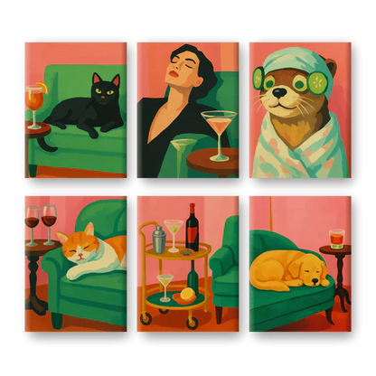 "Cosy Vibes" – Paint by Numbers Set of 6 Mini Canvases - the 6 mini canvases