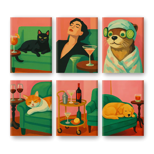 "Cosy Vibes" – Paint by Numbers Set of 6 Mini Canvases - the 6 mini canvases