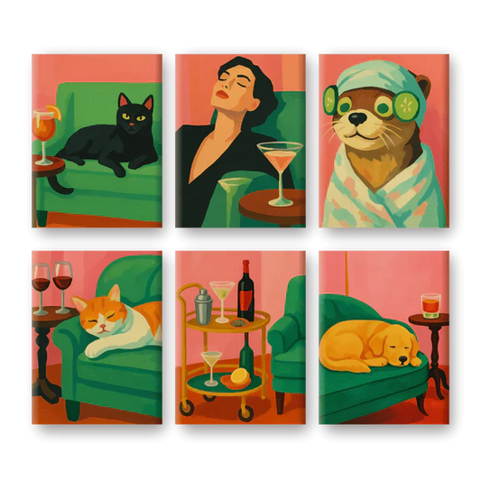 "Cosy Vibes" – Paint by Numbers Set of 6 Mini Canvases - the 6 mini canvases