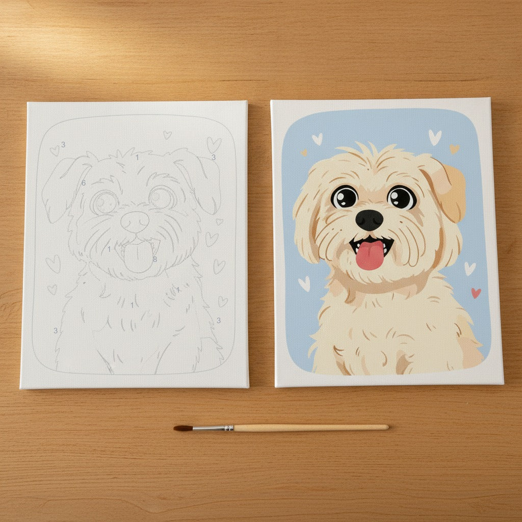 From numbered canvas board to finished painting