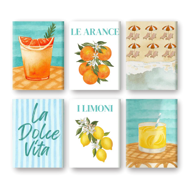 "Citrus Coast" – Paint by Numbers Set of 6 Mini Canvases - the 6 mini canvases