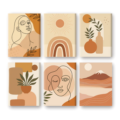 "Boho Terracotta" – Paint by Numbers Set of 6 Mini Canvases - the 6 mini canvases