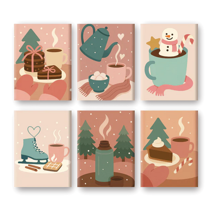 "Winter Hygge" – Paint by Numbers Set of 6 Mini Canvases - the 6 mini canvases