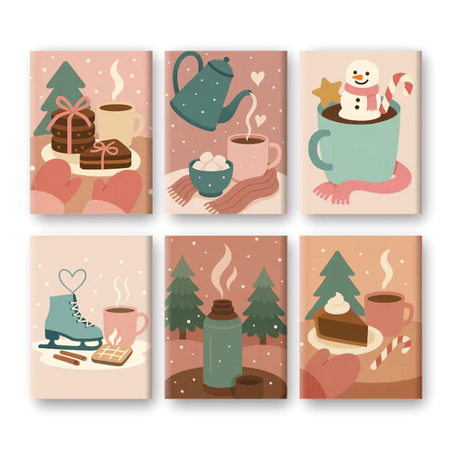"Winter Hygge" – Paint by Numbers Set of 6 Mini Canvases - the 6 mini canvases
