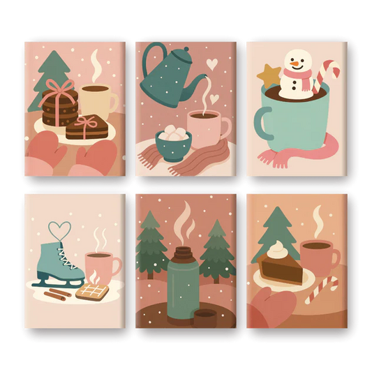 "Winter Hygge" – Paint by Numbers Set of 6 Mini Canvases - the 6 mini canvases
