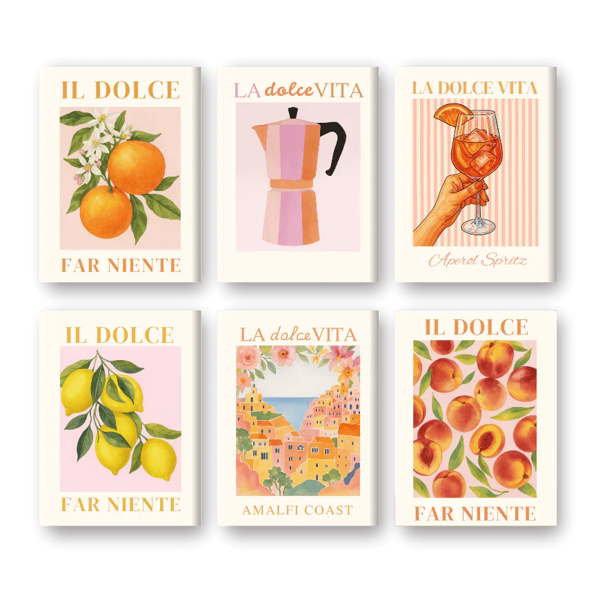 "Dolce Vita" – Paint by Numbers Set of 6 Mini Canvases - the 6 mini canvases