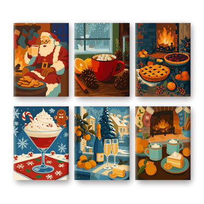 "Winter Treats" – Paint by Numbers Set of 6 Mini Canvases - the 6 mini canvases