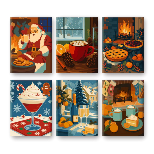 "Winter Treats" – Paint by Numbers Set of 6 Mini Canvases - the 6 mini canvases