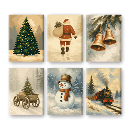 "Vintage Christmas" – Paint by Numbers Set of 6 Mini Canvases - the 6 mini canvases