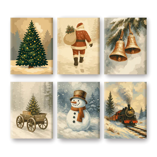 "Vintage Christmas" – Paint by Numbers Set of 6 Mini Canvases - the 6 mini canvases
