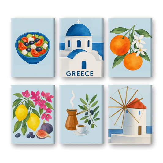"Santorini" – Paint by Numbers Set of 6 Mini Canvases - the 6 mini canvases
