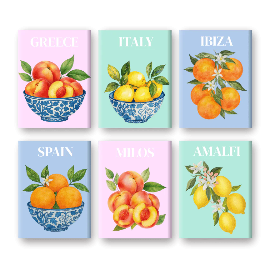 "Mediterranean Harvest" – Paint by Numbers Set of 6 Mini Canvases - the 6 mini canvases