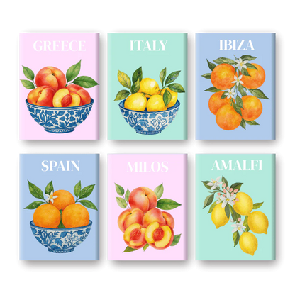 "Mediterranean Harvest" – Paint by Numbers Set of 6 Mini Canvases - the 6 mini canvases
