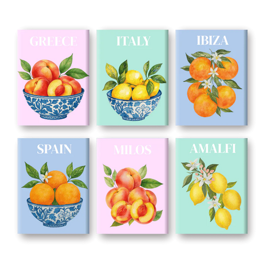 "Mediterranean Harvest" – Paint by Numbers Set of 6 Mini Canvases - the 6 mini canvases