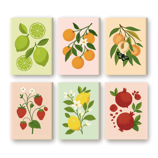 "Pastel Orchard" – Paint by Numbers Set of 6 Mini Canvases - the 6 mini canvases