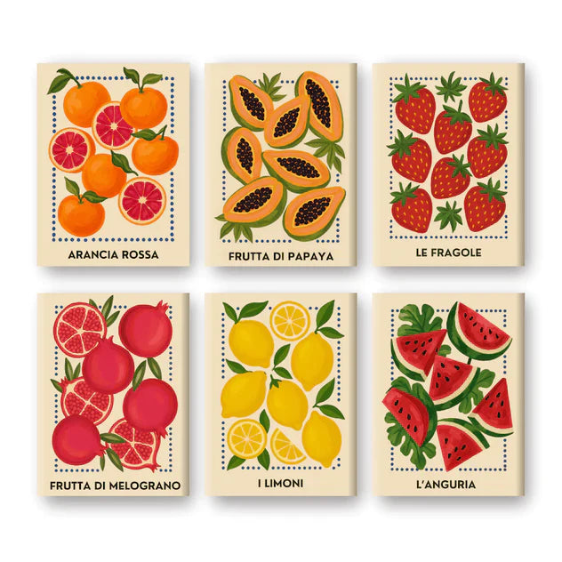 "Fruit Market" – Paint by Numbers Set of 6 Mini Canvases - the 6 mini canvases