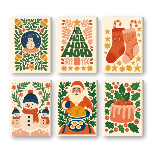 "Folk Christmas" – Paint by Numbers Set of 6 Mini Canvases - the 6 mini canvases