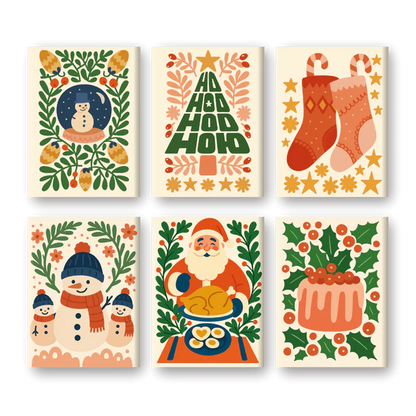 "Folk Christmas" – Paint by Numbers Set of 6 Mini Canvases - the 6 mini canvases