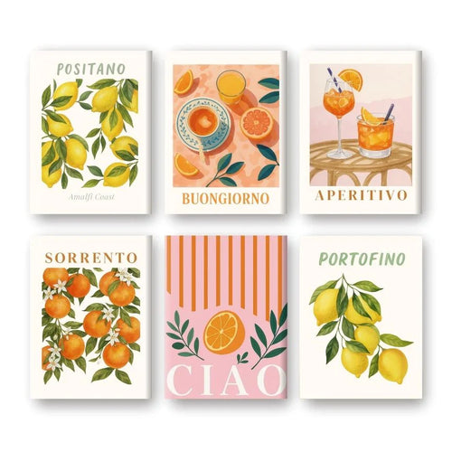 "Amalfi Lemons" – Paint by Numbers Set of 6 Mini Canvases