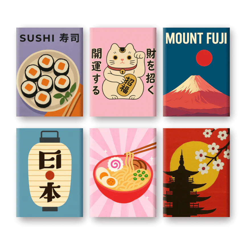 "Little Japan" – Paint by Numbers Set of 6 Mini Canvases - the 6 mini canvases