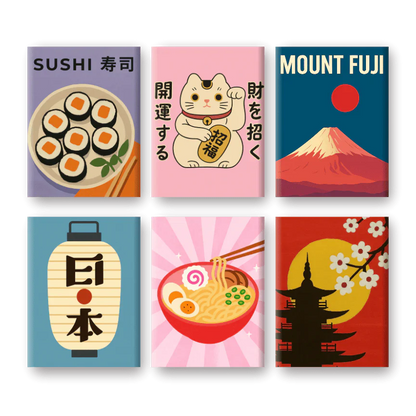 "Little Japan" – Paint by Numbers Set of 6 Mini Canvases - the 6 mini canvases
