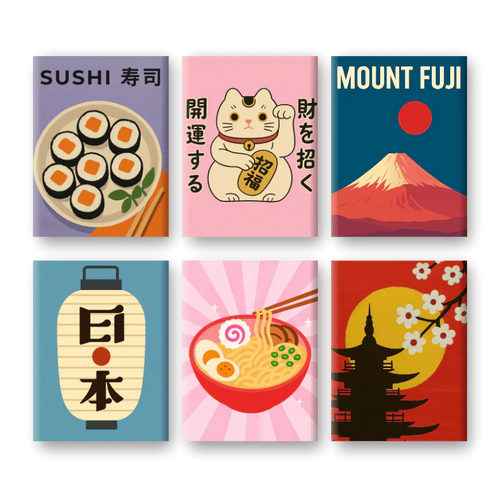"Little Japan" – Paint by Numbers Set of 6 Mini Canvases - the 6 mini canvases