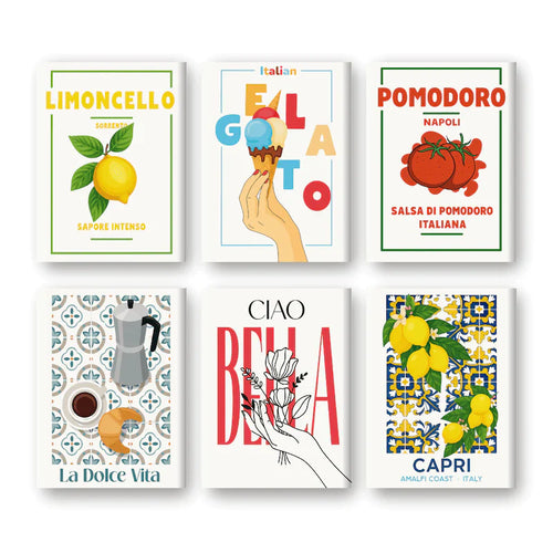 "Italian Kitchen" – Paint by Numbers Set of 6 Mini Canvases - the 6 mini canvases