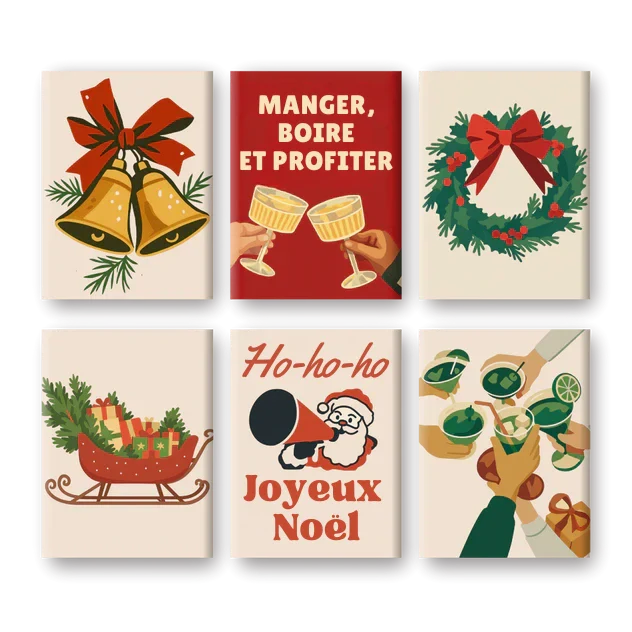 "Retro Christmas" – Paint by Numbers Set of 6 Mini Canvases - the 6 mini canvases