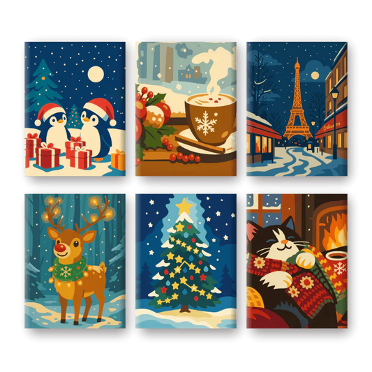 "Fireside Christmas" – Paint by Numbers Set of 6 Mini Canvases - the 6 mini canvases