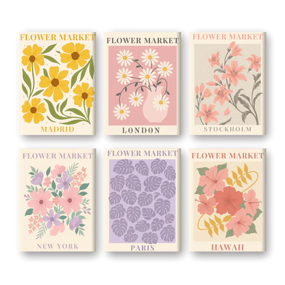 "Market Blooms" – Paint by Numbers Set of 6 Mini Canvases - the 6 mini canvases