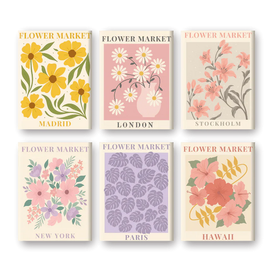"Market Blooms" – Paint by Numbers Set of 6 Mini Canvases - the 6 mini canvases