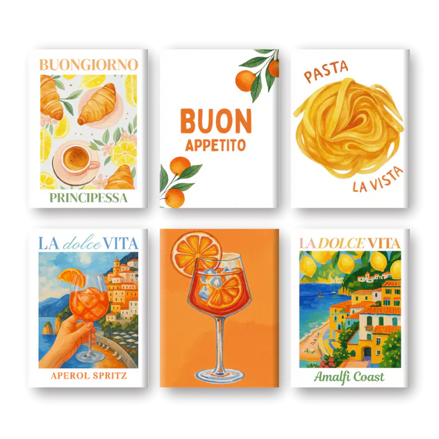 "Orange Aperitivo" – Paint by Numbers Set of 6 Mini Canvases - the 6 mini canvases