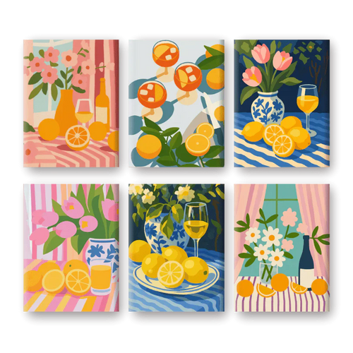 "Summer Table" – Paint by Numbers Set of 6 Mini Canvases