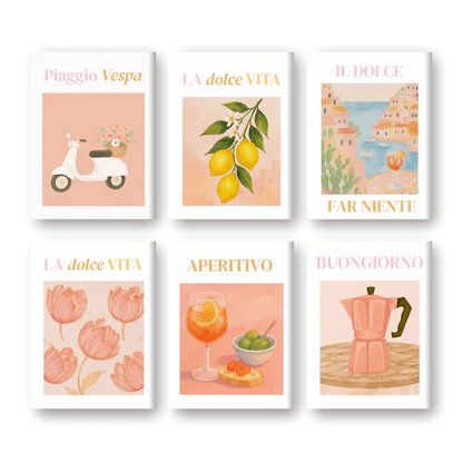 "Pink Dolce Vita" – Paint by Numbers Set of 6 Mini Canvases - the 6 mini canvases