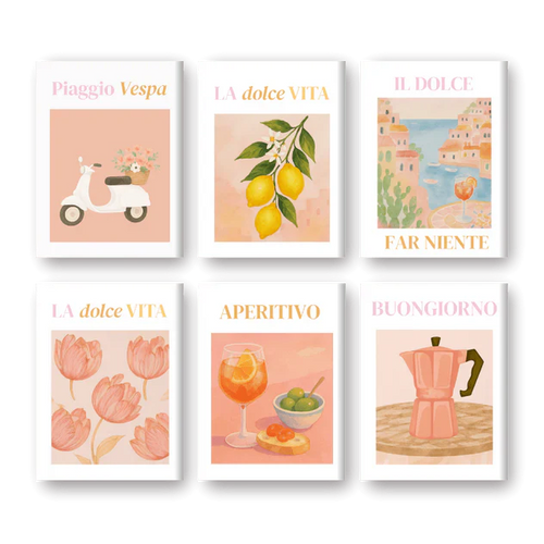 "Pink Dolce Vita" – Paint by Numbers Set of 6 Mini Canvases - the 6 mini canvases